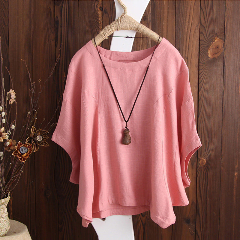 Round Neck Butterfly Sleeve Top