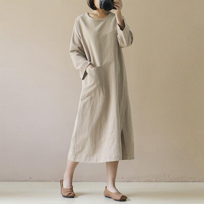 Vintage Long Sleeve Pocket Dress