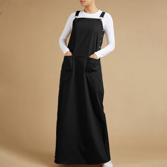 Casual Plain Sleeveless Suspender Dress