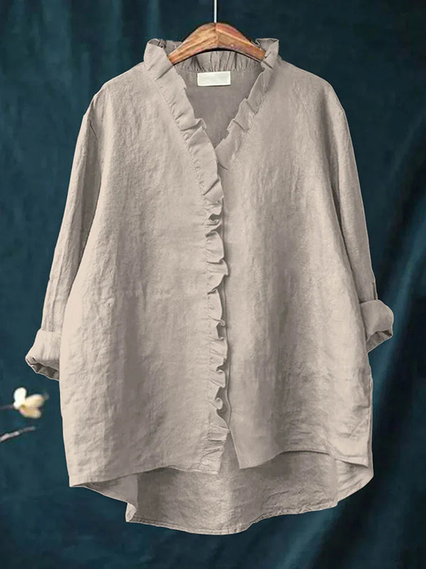 Versatile Simple Lace Button Ladies Top