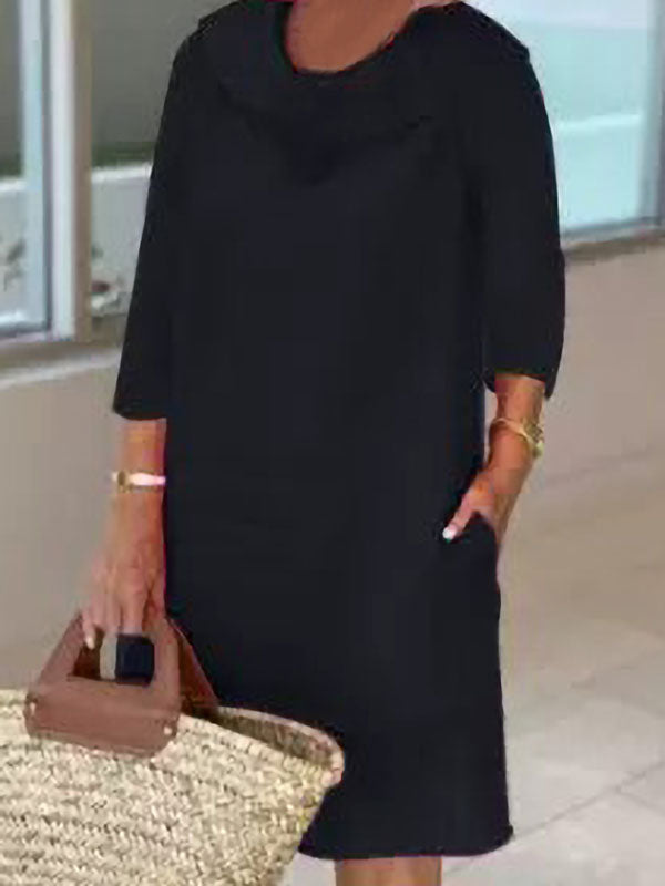 Temperament Commuting Round Neck Casual Style Dress