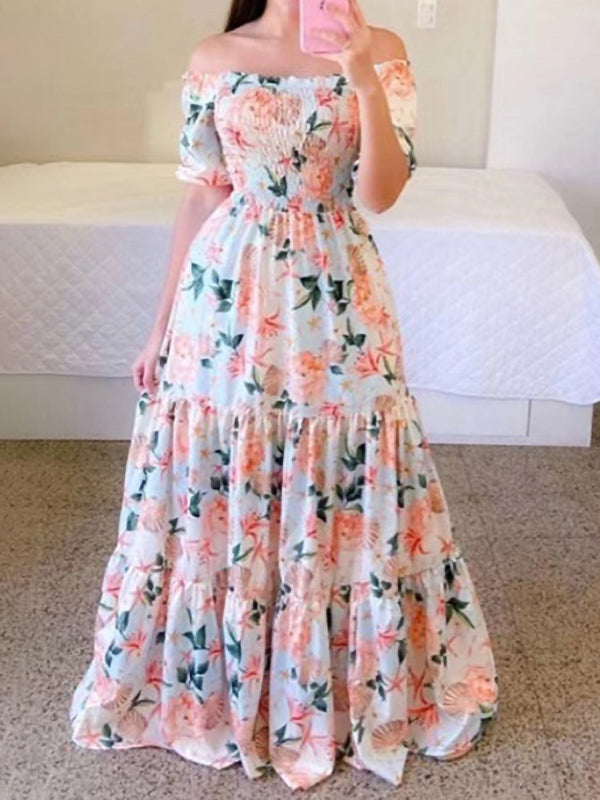 Fashion Off Shoulder Print Dress