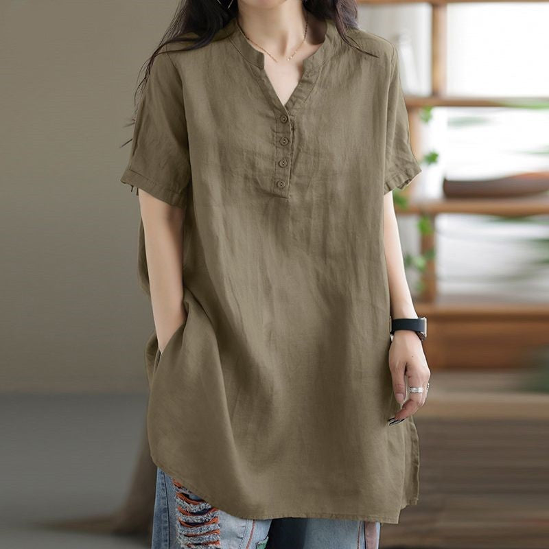 Solid Color Versatile Button-Down Fashionable Top