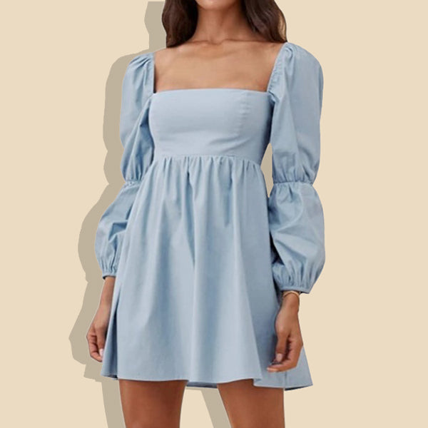 Women's Square Neck Puff Sleeve Dress