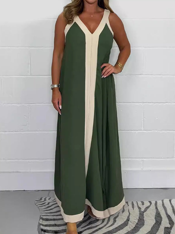 Temperament Contrast Color Outdoor Leisure Dress