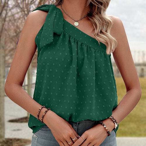 One-Shoulder Lace-Up Bow Top