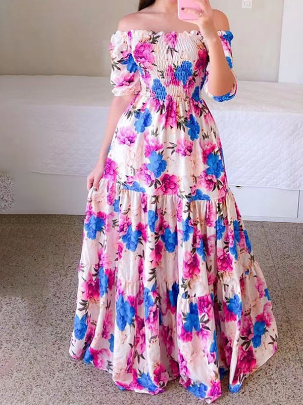 One-shoulder Floral Fashion Dress