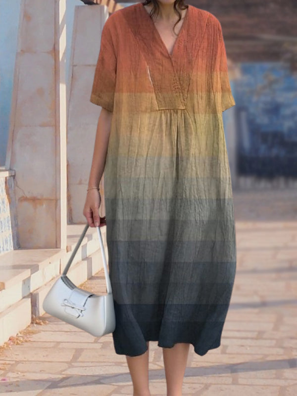 New Yellow And Blue Color Matching Women's Top and Dress