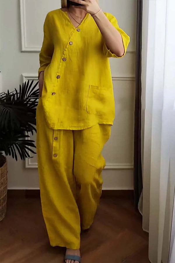 Everyone Loves Button Comfort Ladies Two-Piece Set