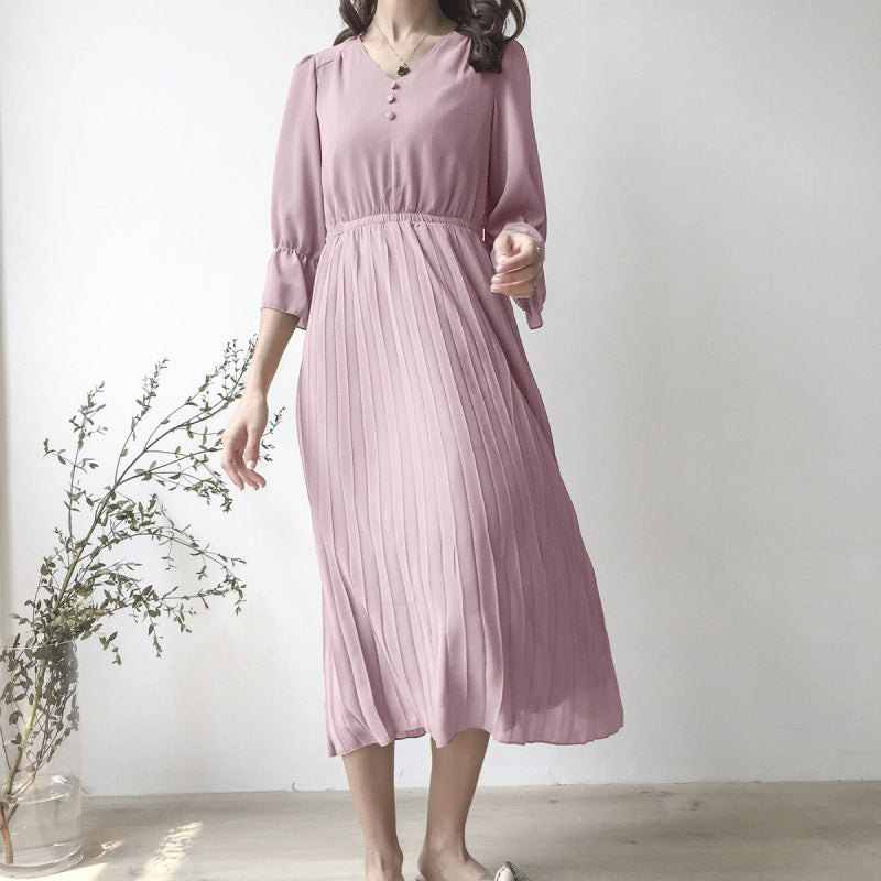 Chiffon Pleated Women's Dress