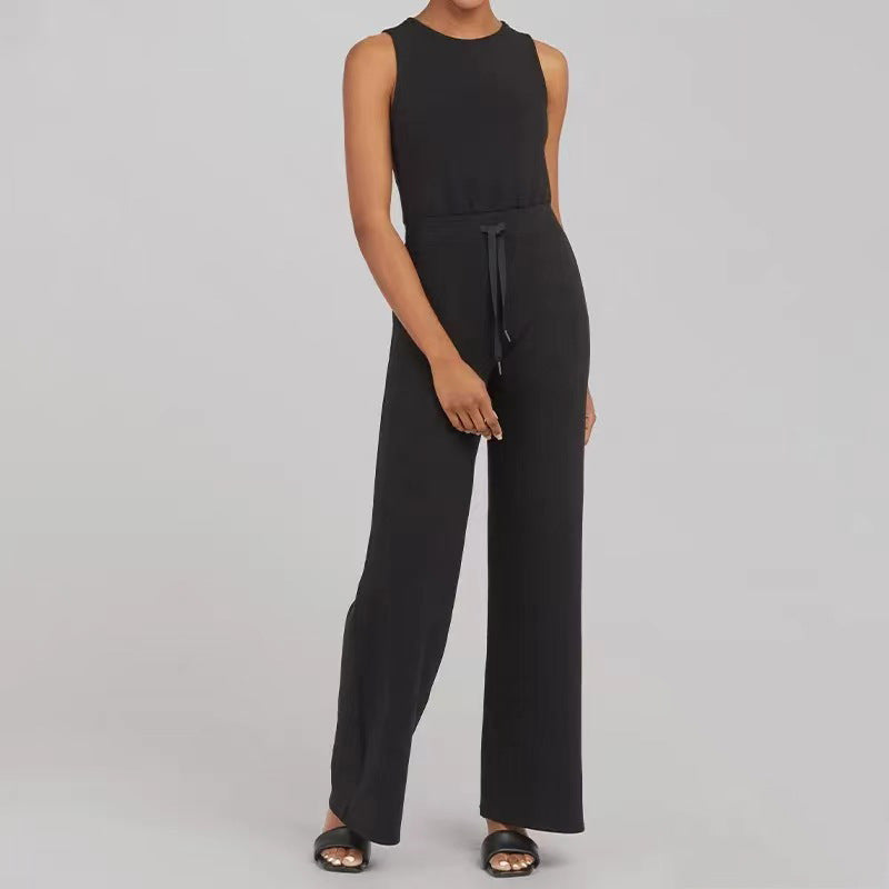 Casual Sleeveless Lace-up Jumpsuit