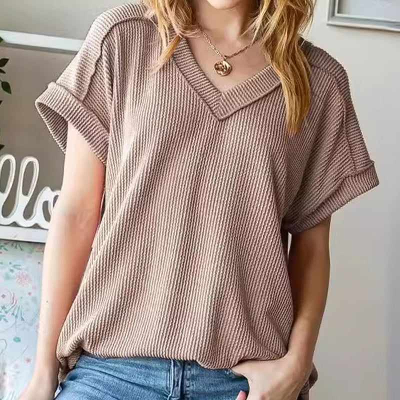 New Casual Line Texture Women'S Top