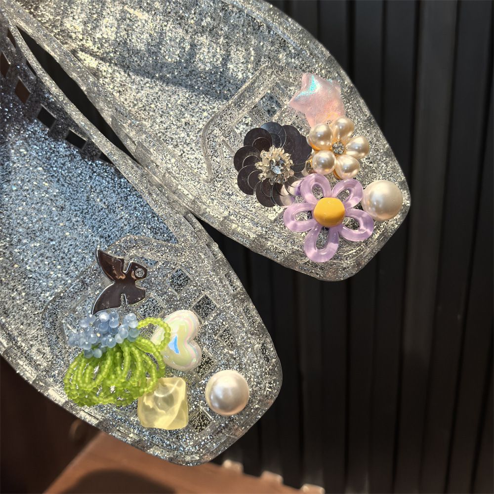 Elegant Crystal Bright Beaded Flower Ladies Shoes