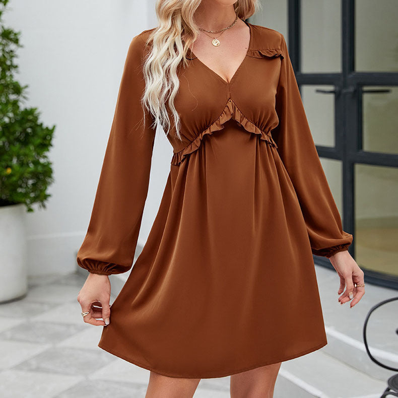 Women's Pleated Long Sleeve Dress