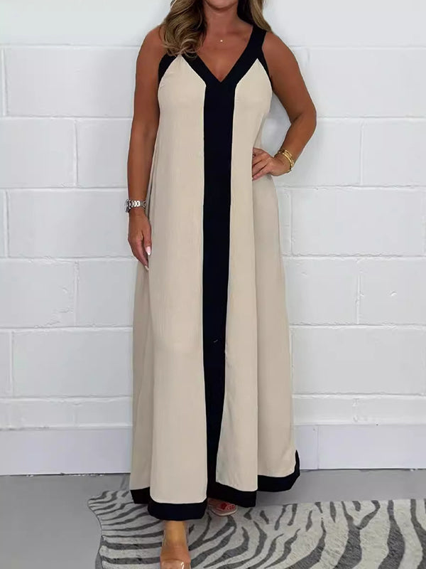 Temperament Contrast Color Outdoor Leisure Dress