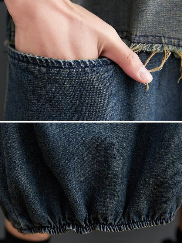 Contrast Panel Denim Dress