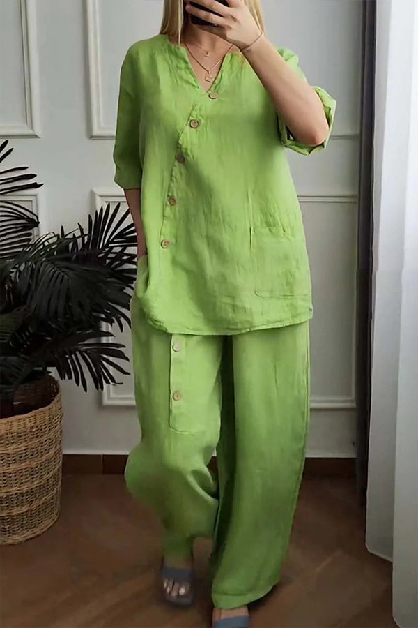 Everyone Loves Button Comfort Ladies Two-Piece Set
