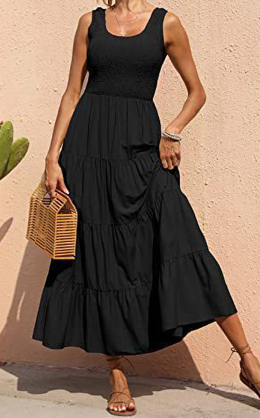 Casual Pleated Sleeveless Dress