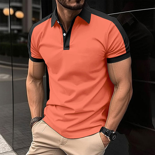 Stylish Lapel Color Block Men's Shirt