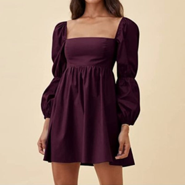 Women's Square Neck Puff Sleeve Dress