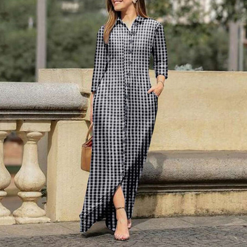 Elegant Fashion Lapel Cardigan Dress