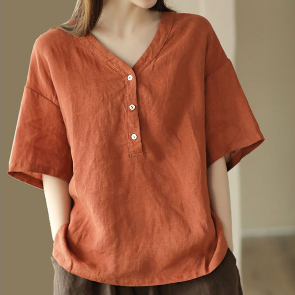 Vintage V-Neck Casual Top