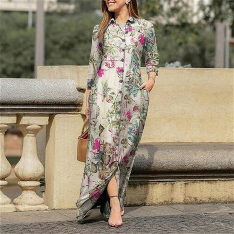 Elegant Fashion Lapel Cardigan Dress