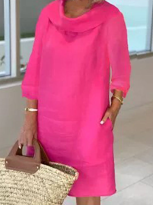 Temperament Commuting Round Neck Casual Style Dress