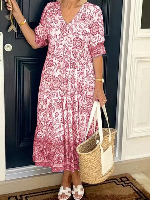 Elegant Commuting Long Floral Women'S Dress