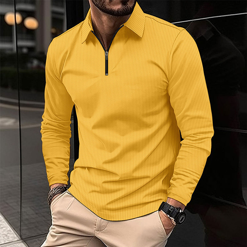 Lapel Fashion Solid Color Men'S Shirt