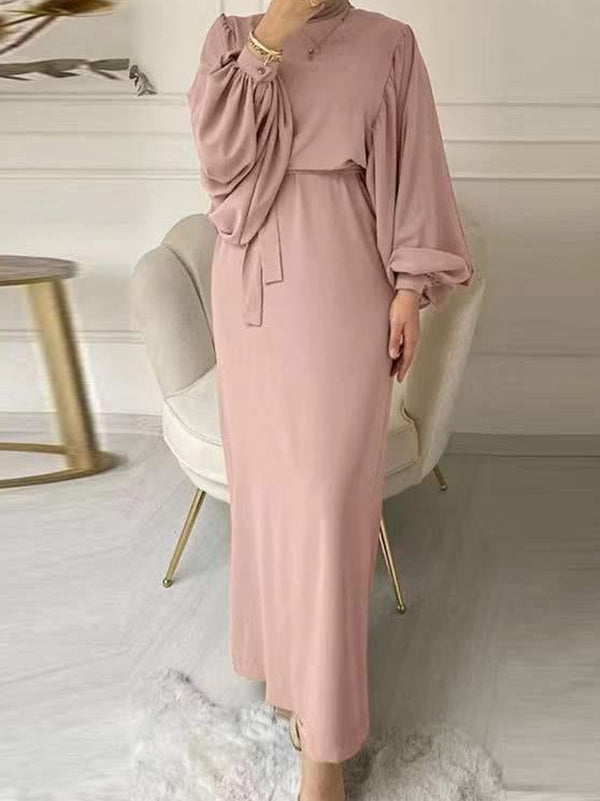 Trendy Balloon Sleeve Tunic Dress