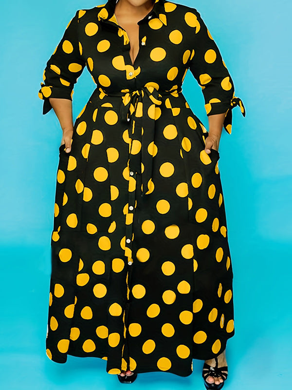 Thick Printed Polka Dot Oversized Women's Dress