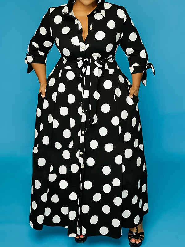 Thick Printed Polka Dot Oversized Women's Dress