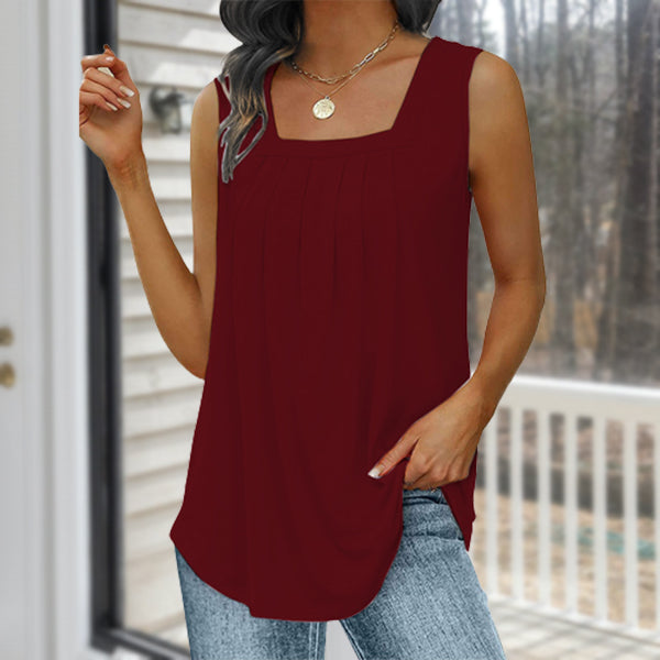 Women's Pleated Square Neck Top