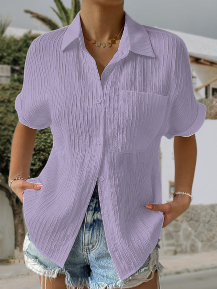 Casual Lapel Pocket Ladies Top