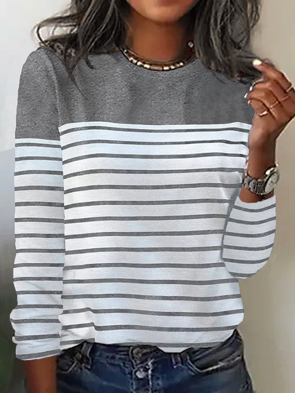 Striped Crew Neck Women's Top