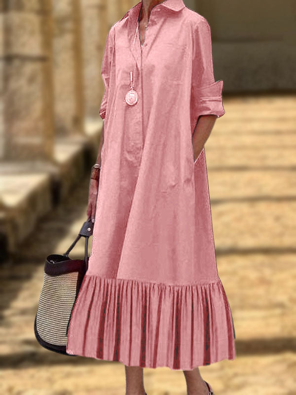 New Long Irregular Button Ladies Dress