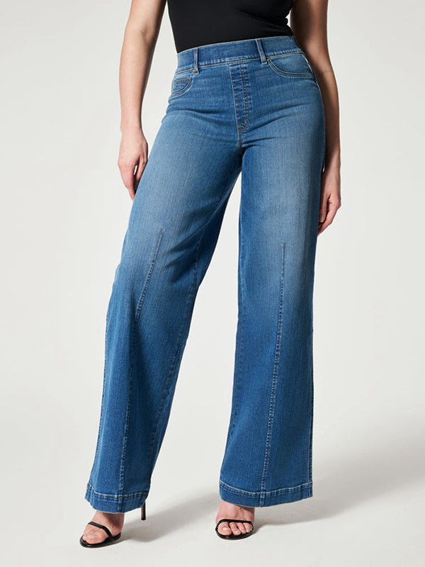 High-Waisted Wide-Leg Front Seam Women'S Jeans