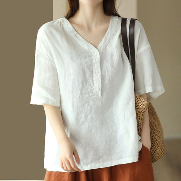 Vintage V-Neck Casual Top