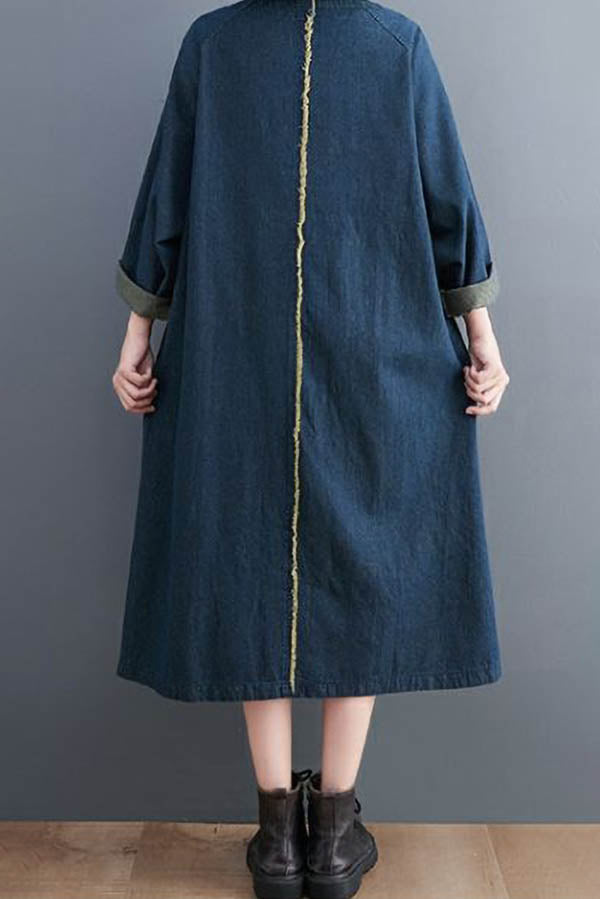 Elegant Casual Pocket Denim Dress