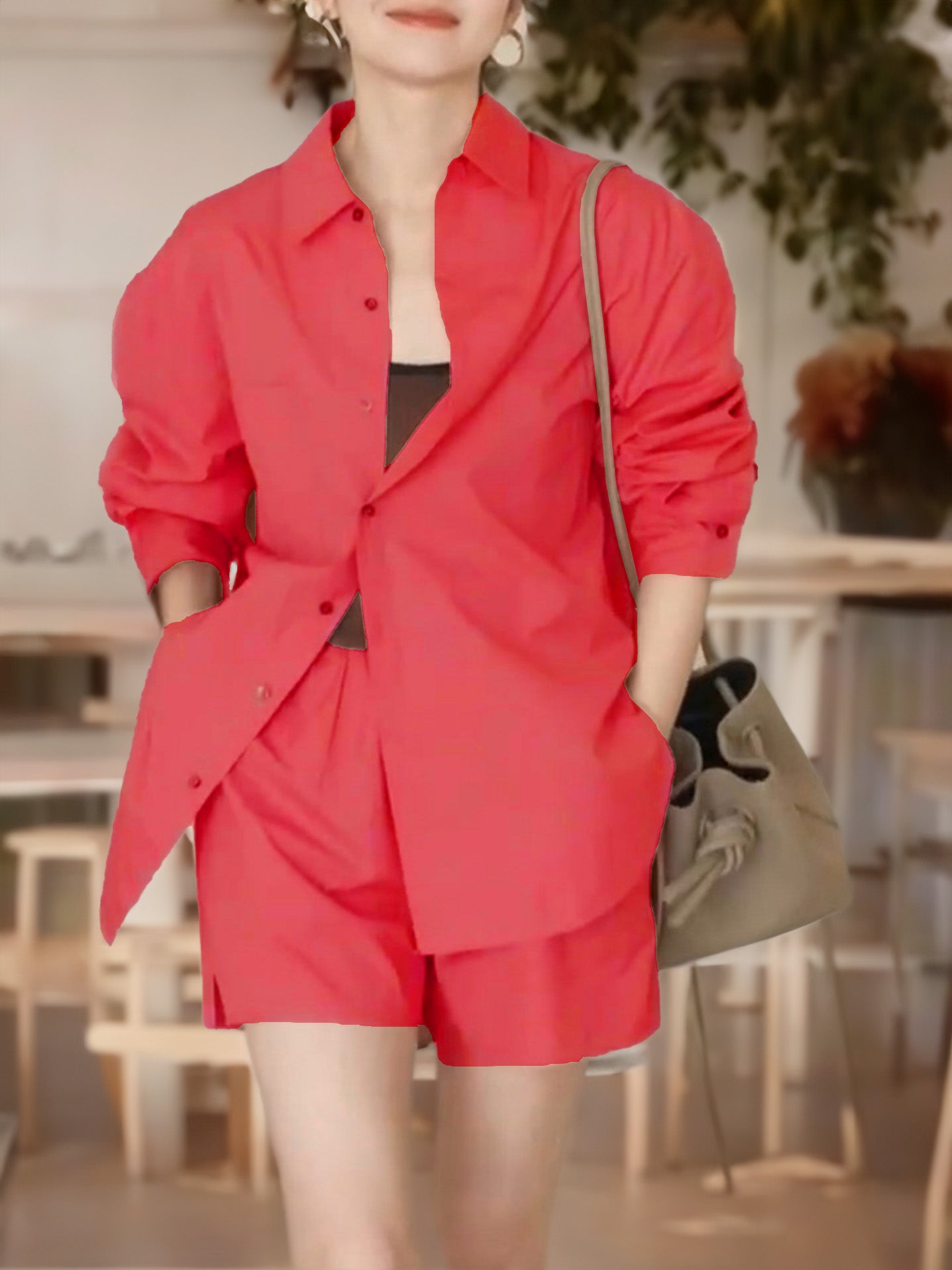 Fashion Solid Color Two Piece Suit