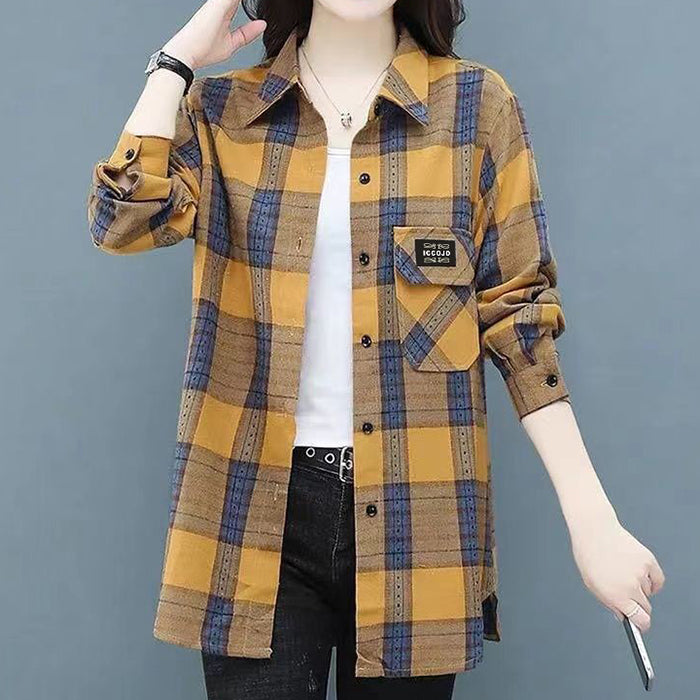 Casual Lapel Plaid Top