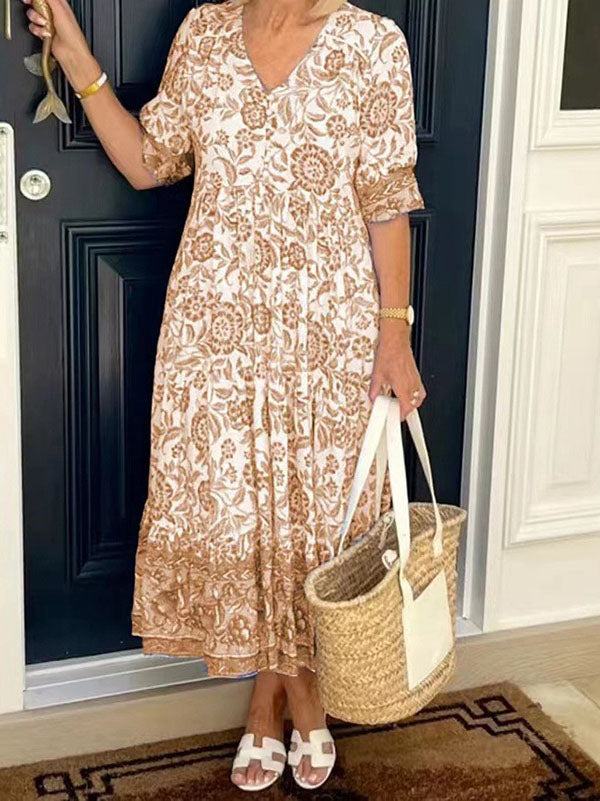 Elegant Commuting Long Floral Women'S Dress