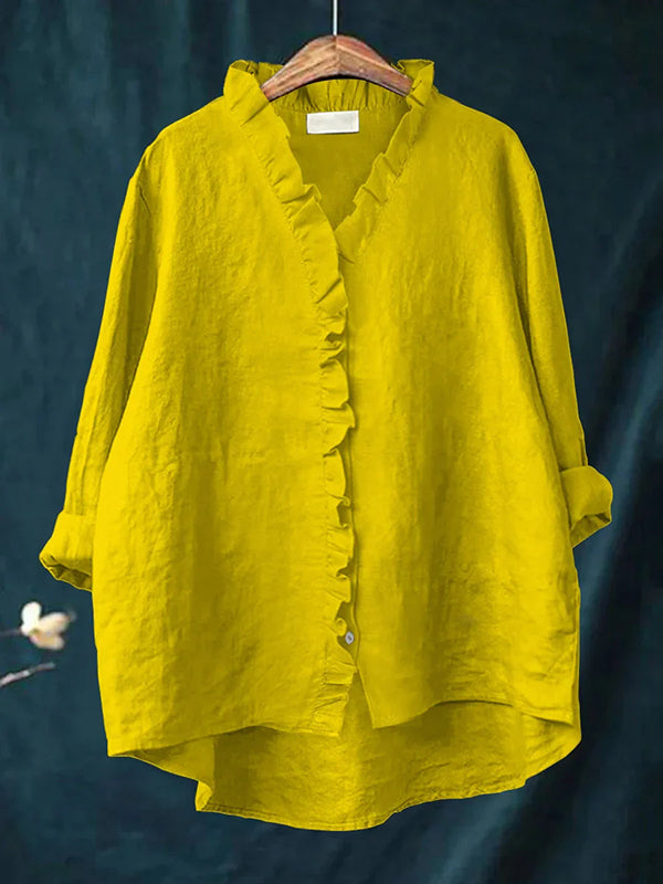 Versatile Simple Lace Button Ladies Top