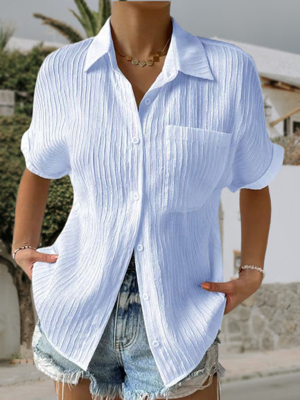 Casual Lapel Pocket Ladies Top