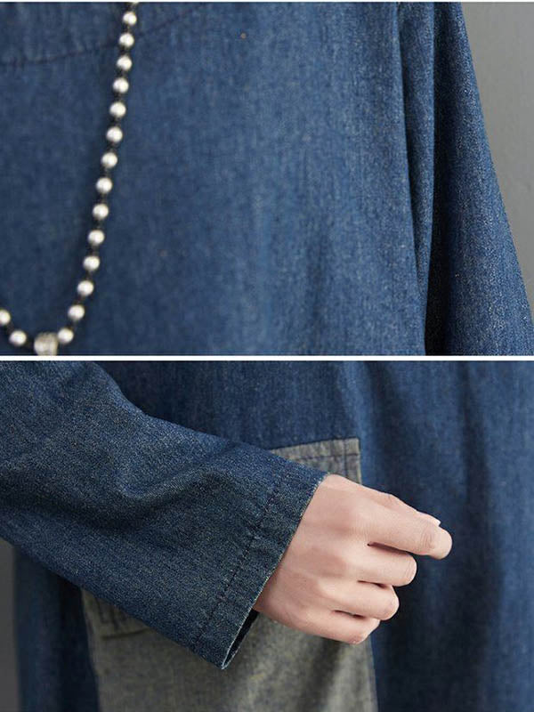 Casual Large Pocket Denim Dress