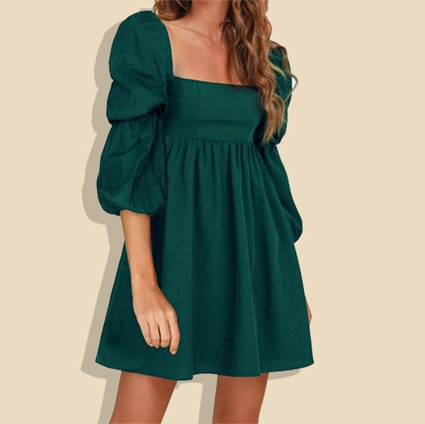 Women's Square Neck Puff Sleeve Dress