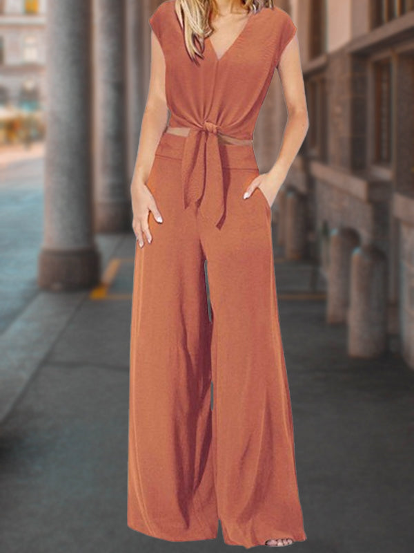 New V-Neck Butterfly Lace Women'S Two-Piece Set