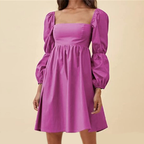 Women's Square Neck Puff Sleeve Dress