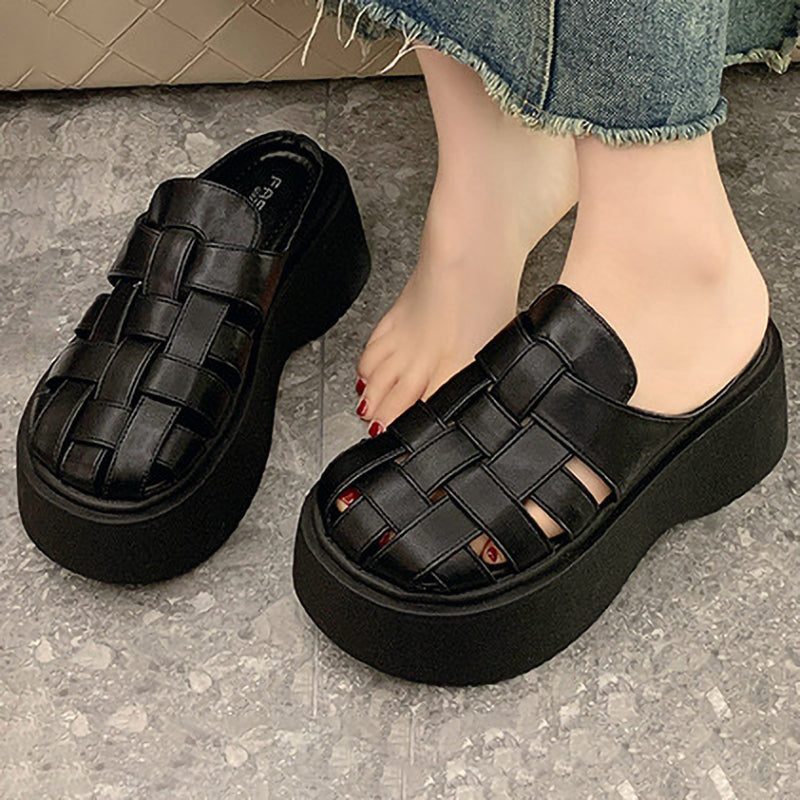Braided Round Toe Soft Bottom Thick Sole Women'S Slippers